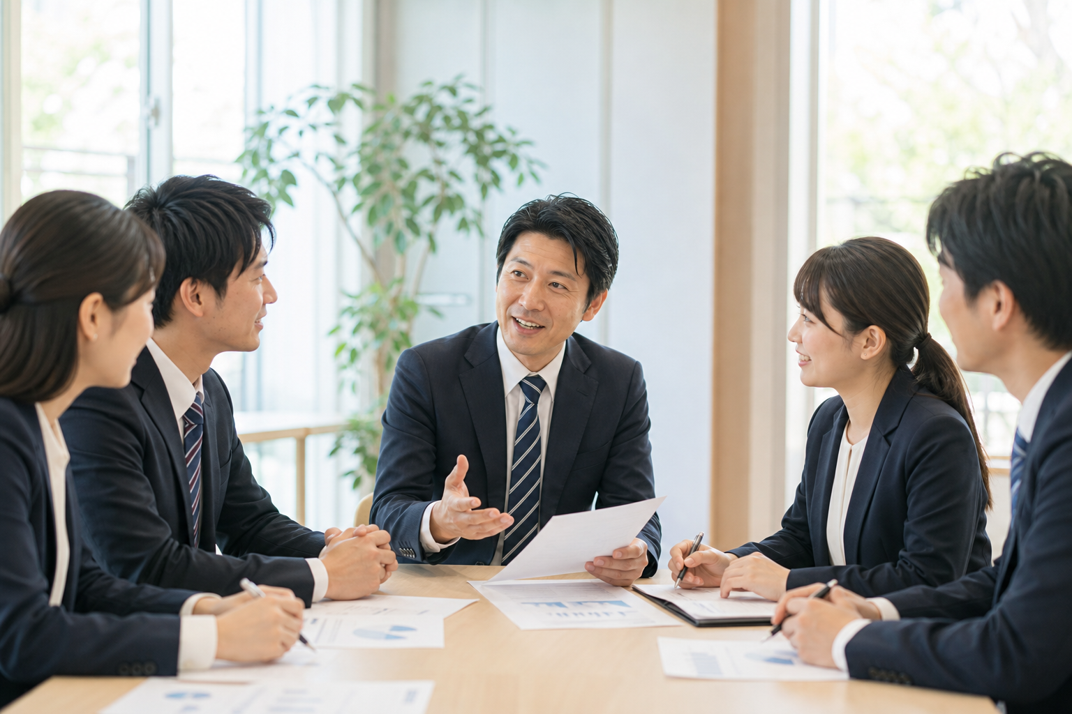 実施規程の記載項目を手書きでチェックしている様子
