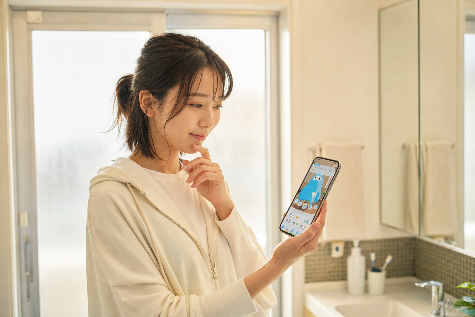 食事記録アプリと体脂肪率管理の朝の様子