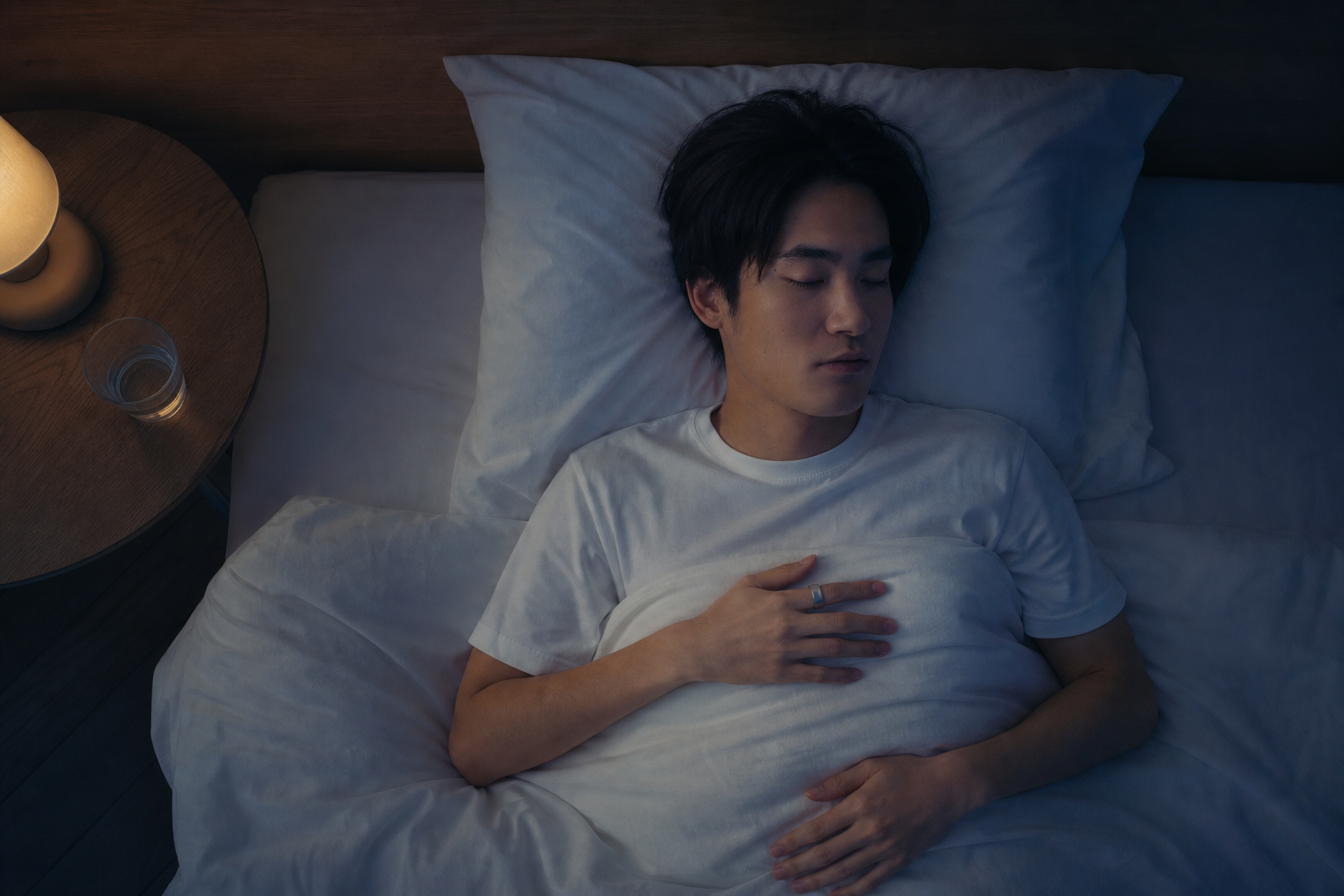 朝の時間にスマートフォンで体内水分量データを確認する人