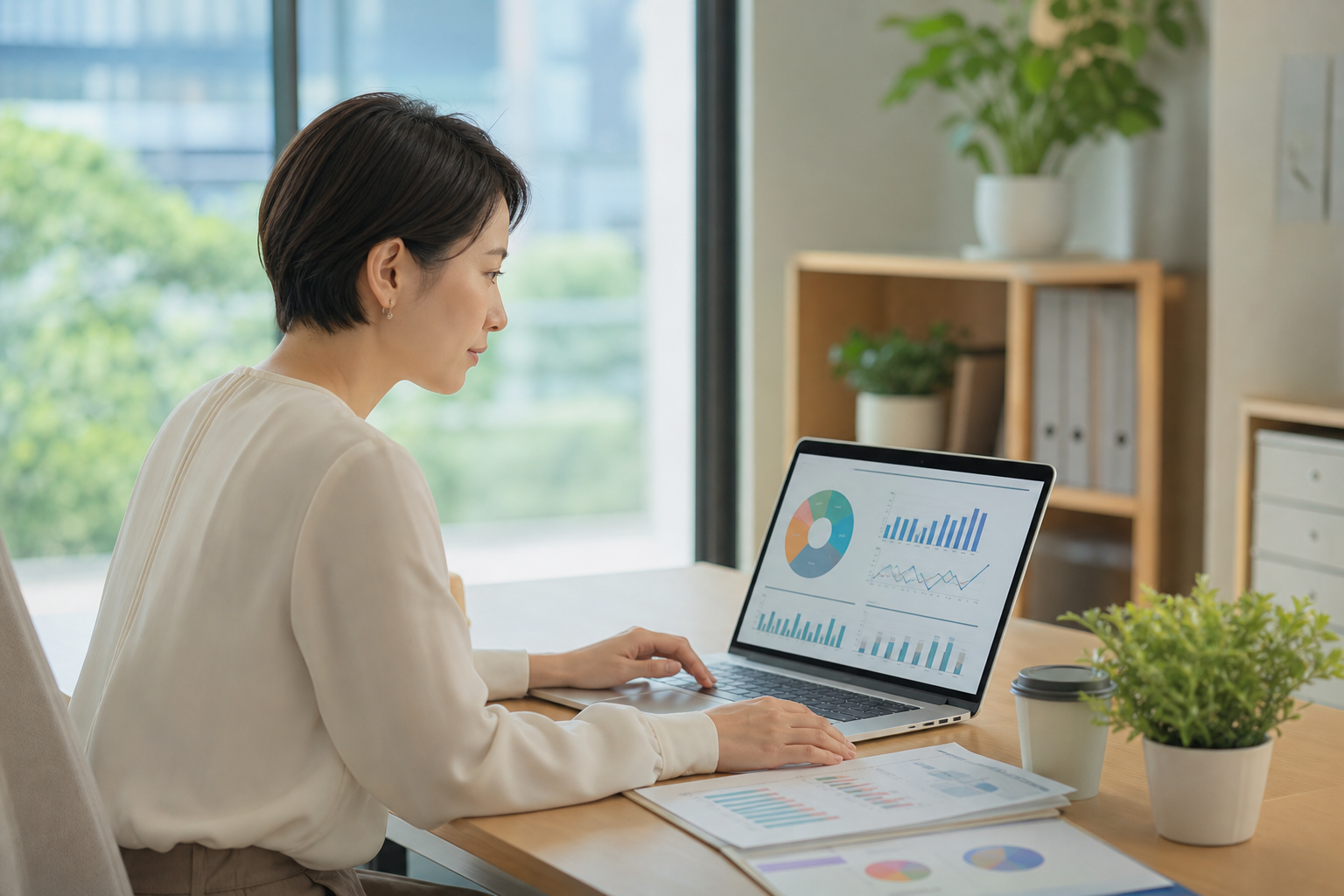 健康経営データを確認する人事担当者