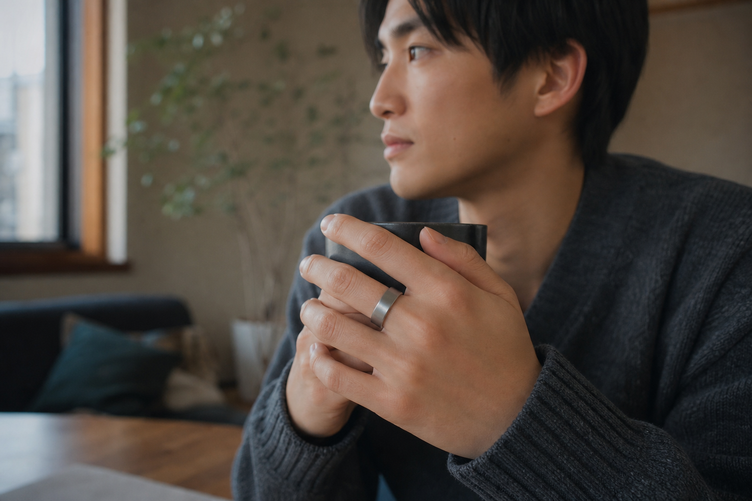 日常になじむスマートリングの着用シーン