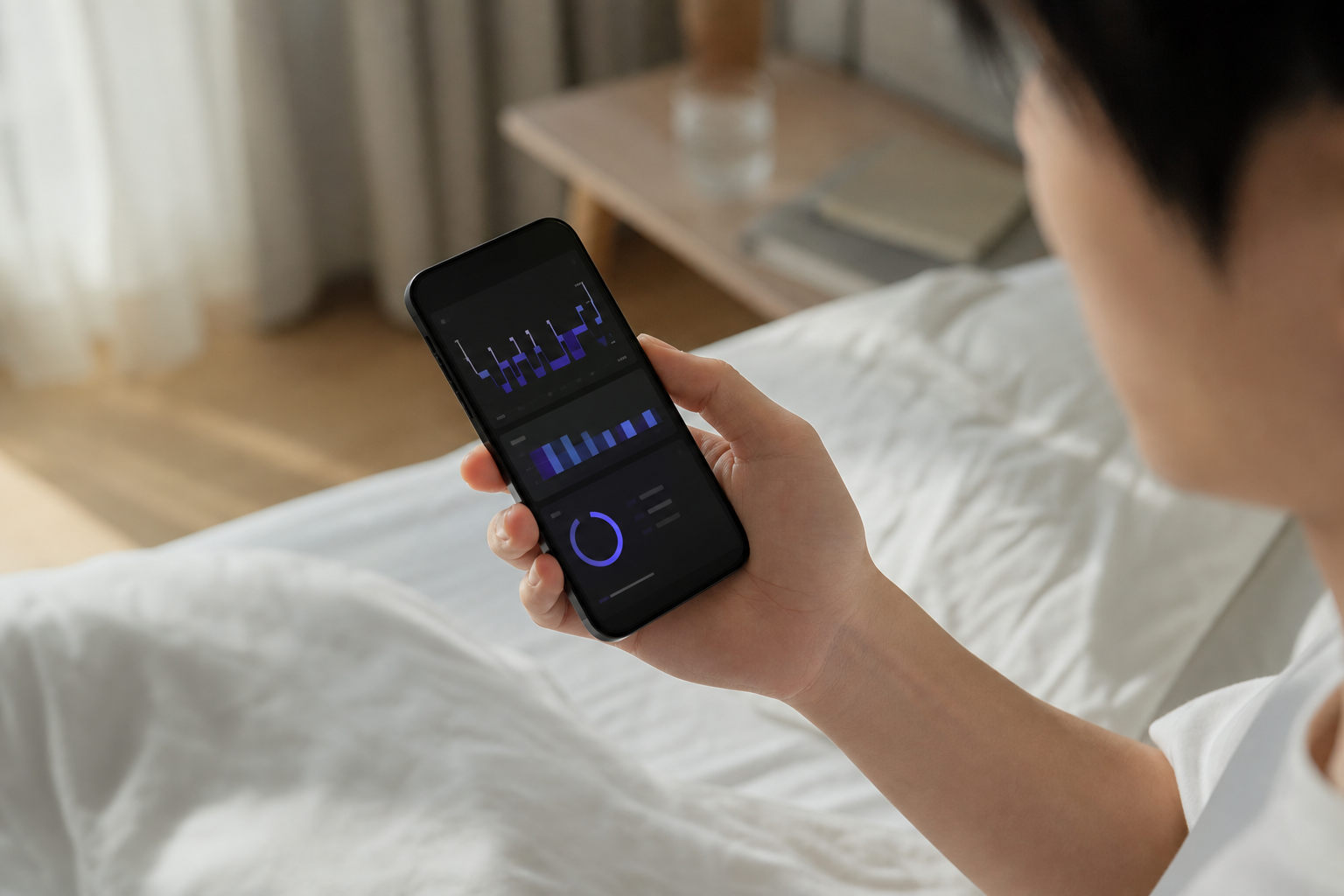 睡眠ステージと回復スコアを表示するスマートフォン画面