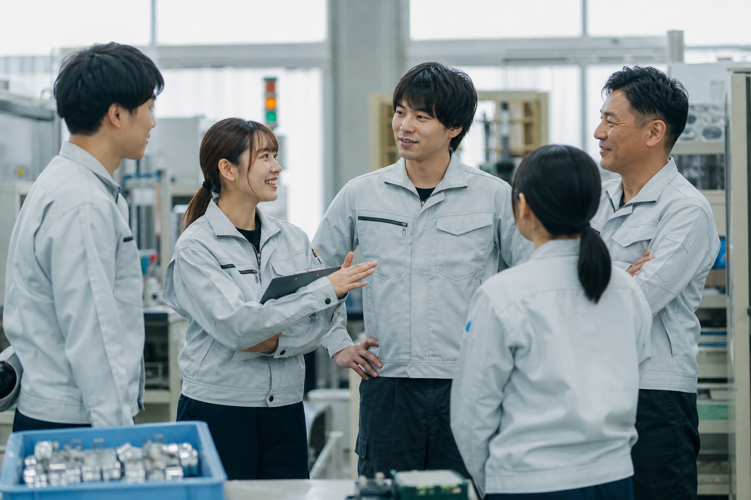 多言語・多国籍の労働者が働く職場環境のイメージ