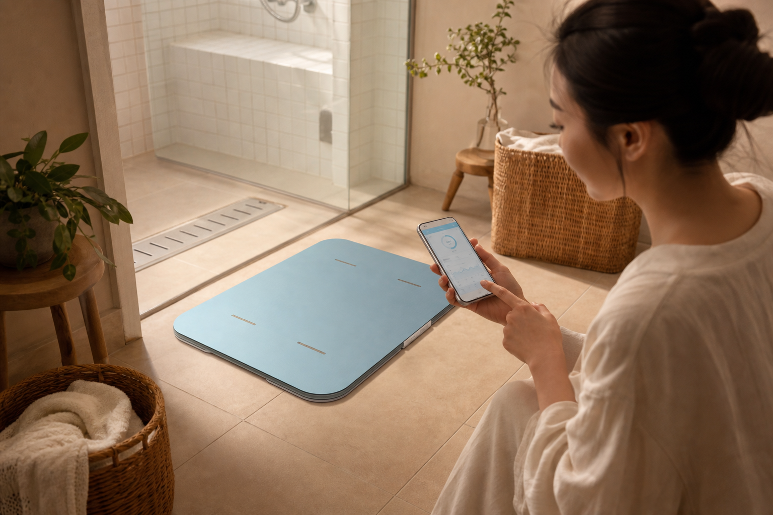 スマートバスマットとアプリ連携のイメージ
