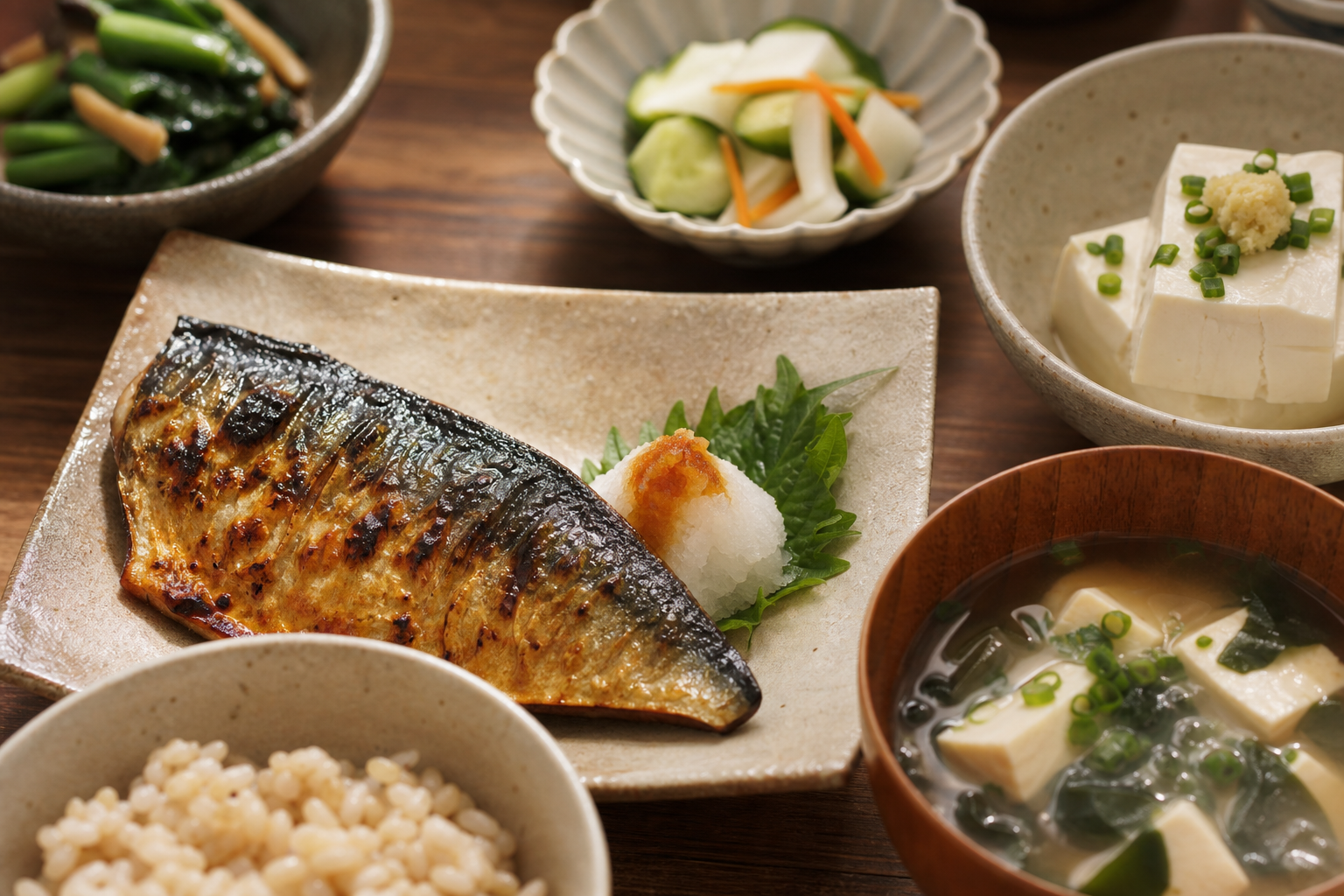 夜ご飯のバランス良い食事例
