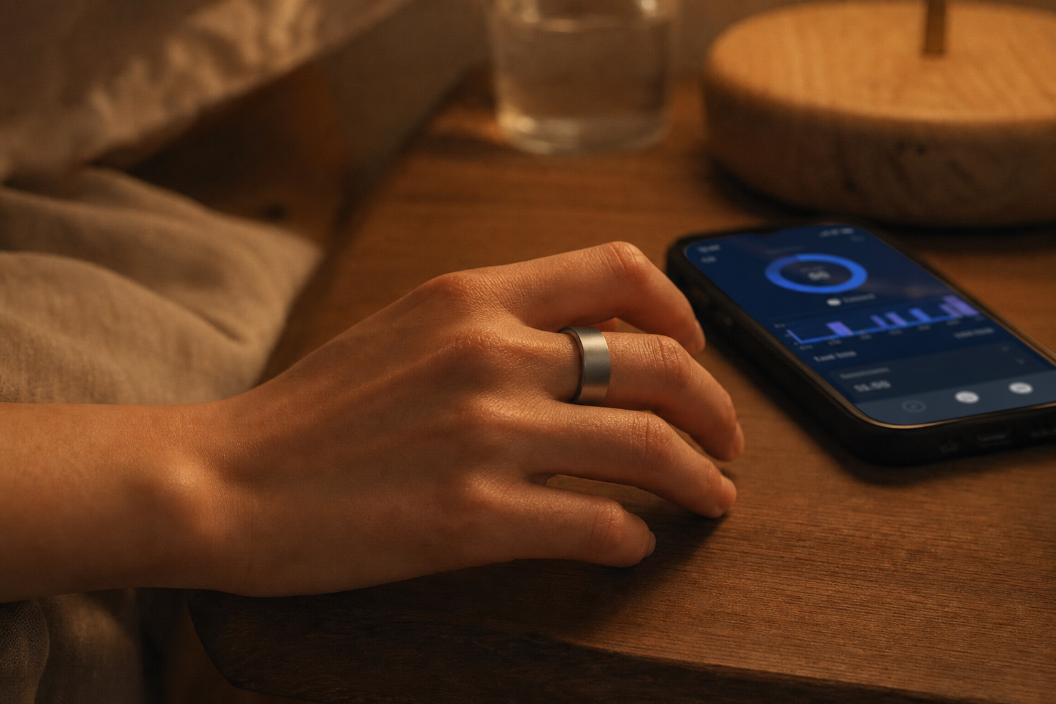 スマートリカバリーリングで睡眠データを記録するイメージ