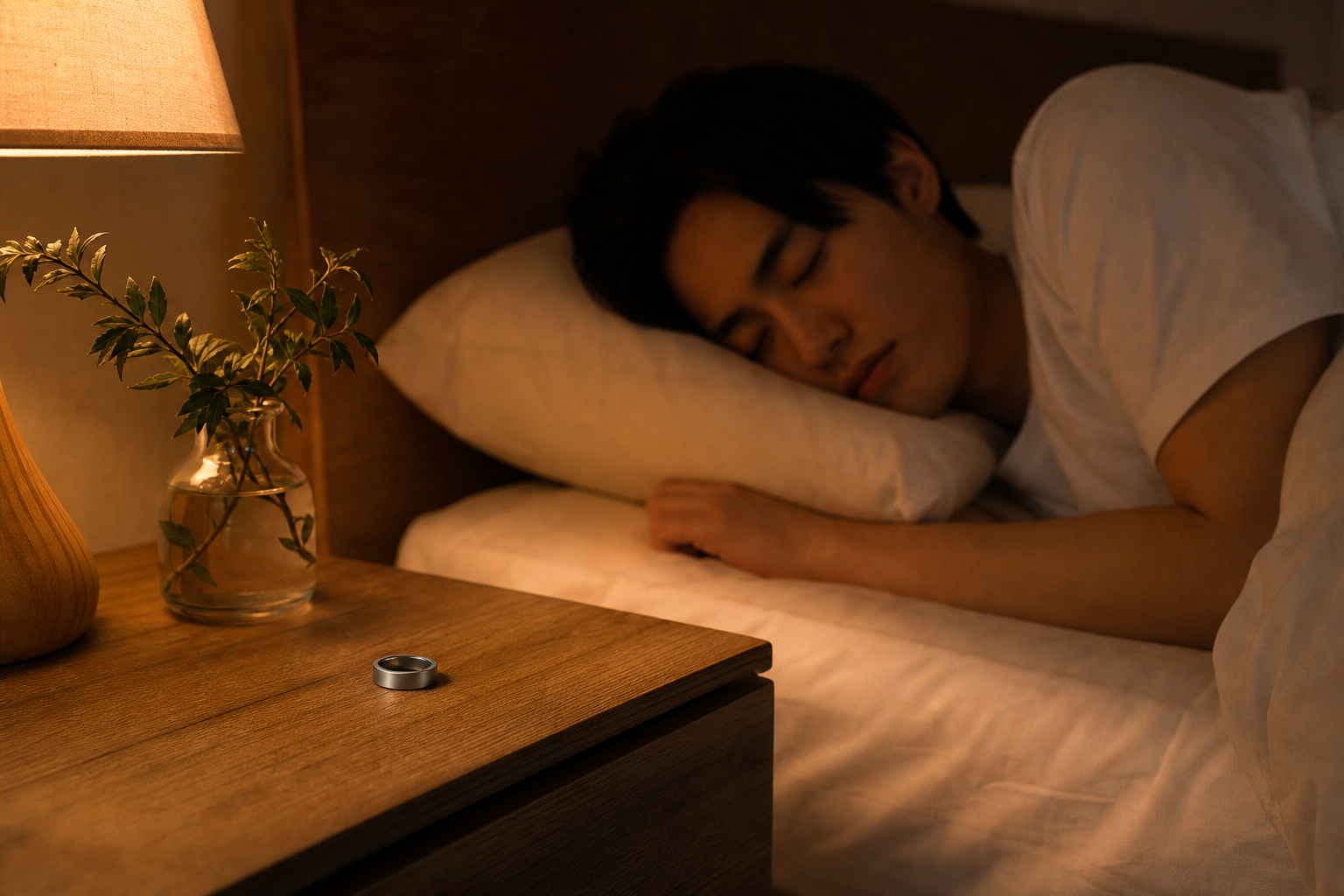 就寝中のスマートリカバリーリングによる睡眠計測イメージ