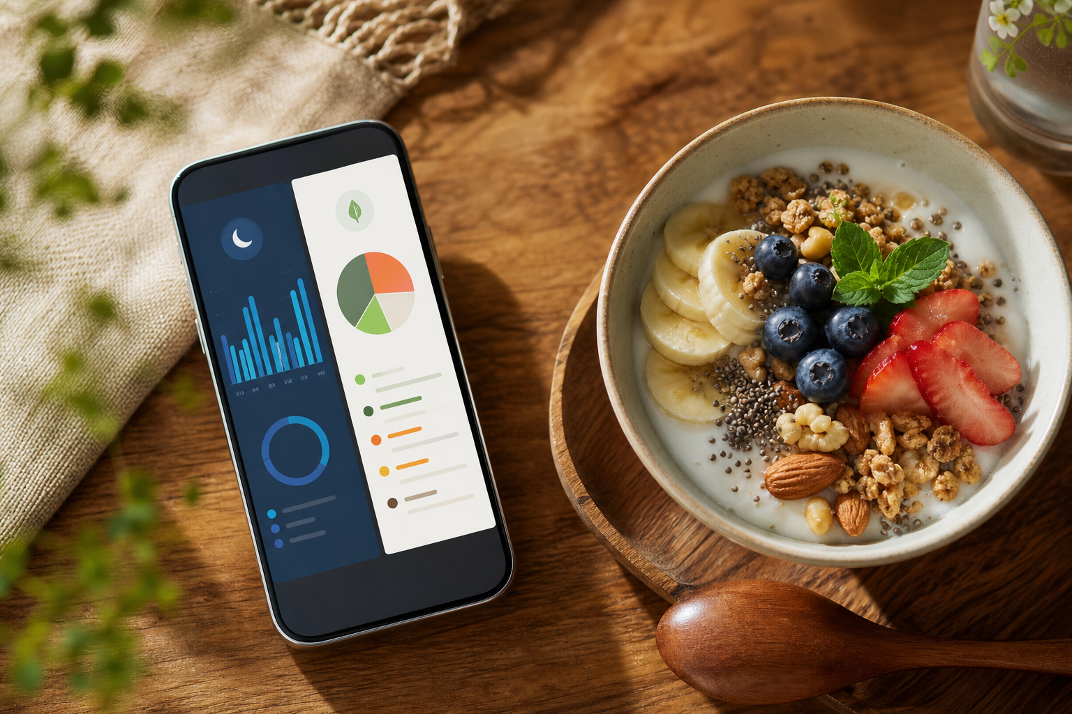 睡眠と食事データを一元管理するアプリのイメージ