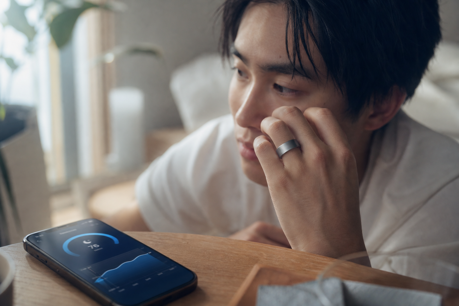 スマートリカバリーリングと睡眠スコア画面のイメージ