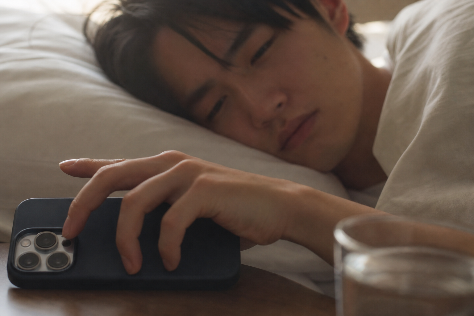 8時間眠っても疲れが残る朝のイメージ