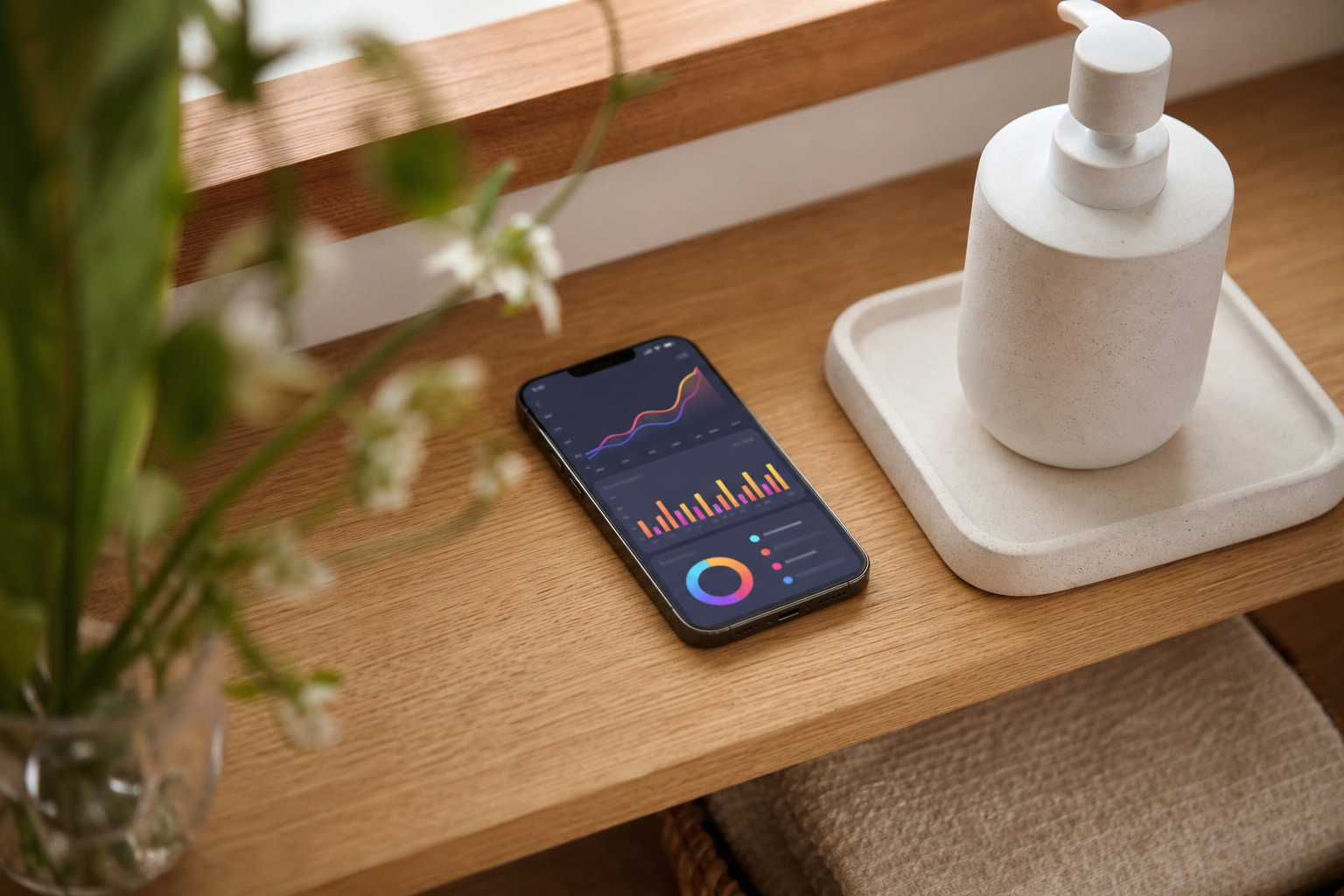 アプリで健康データを確認するスマートフォン