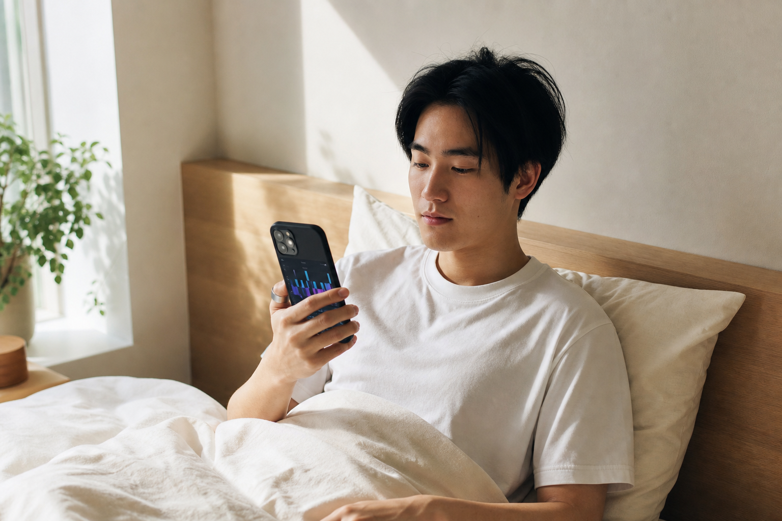 睡眠ステージを示すスマートフォンアプリの画面