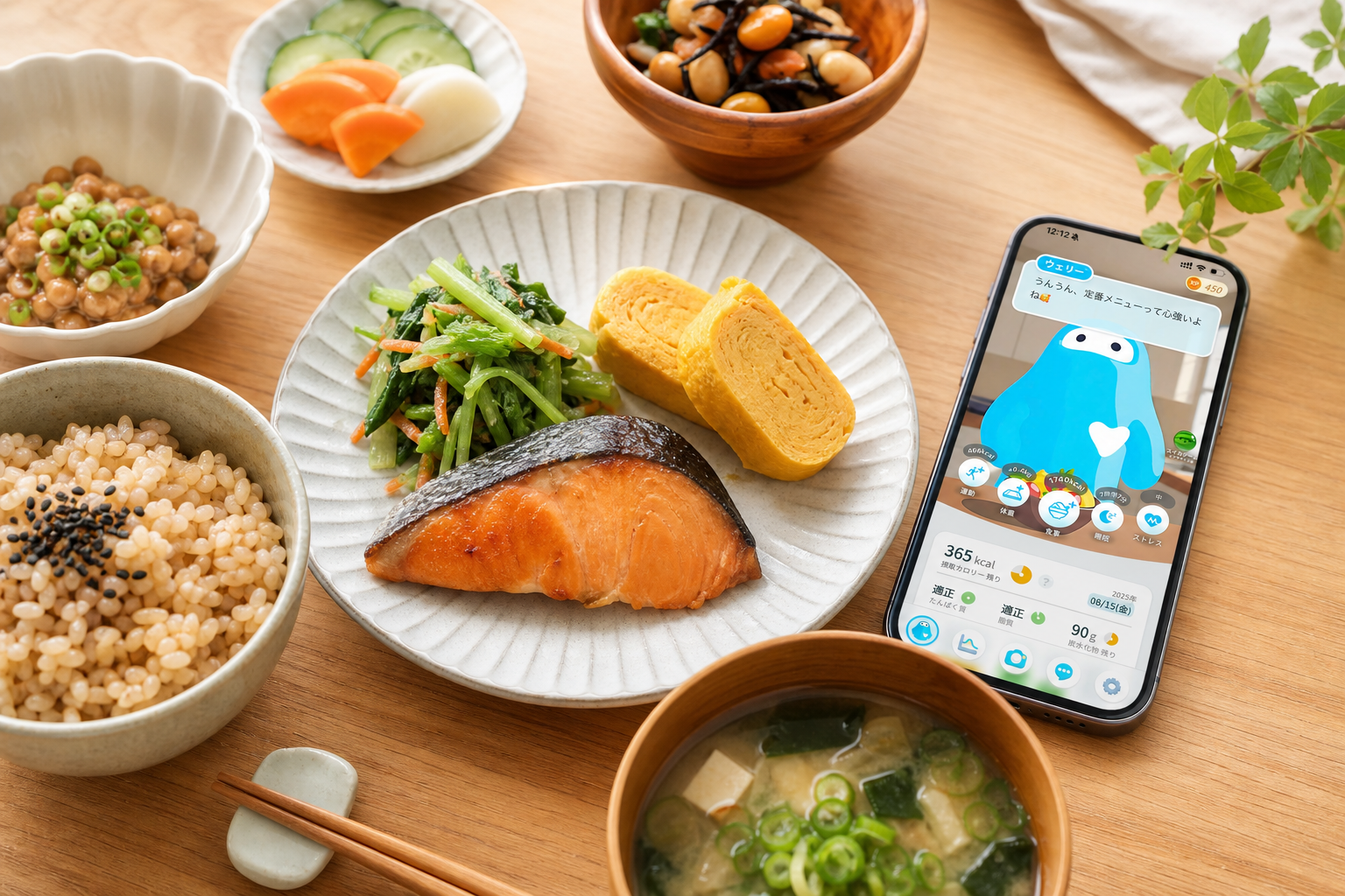 ウェリーで食事を記録する俯瞰シーン