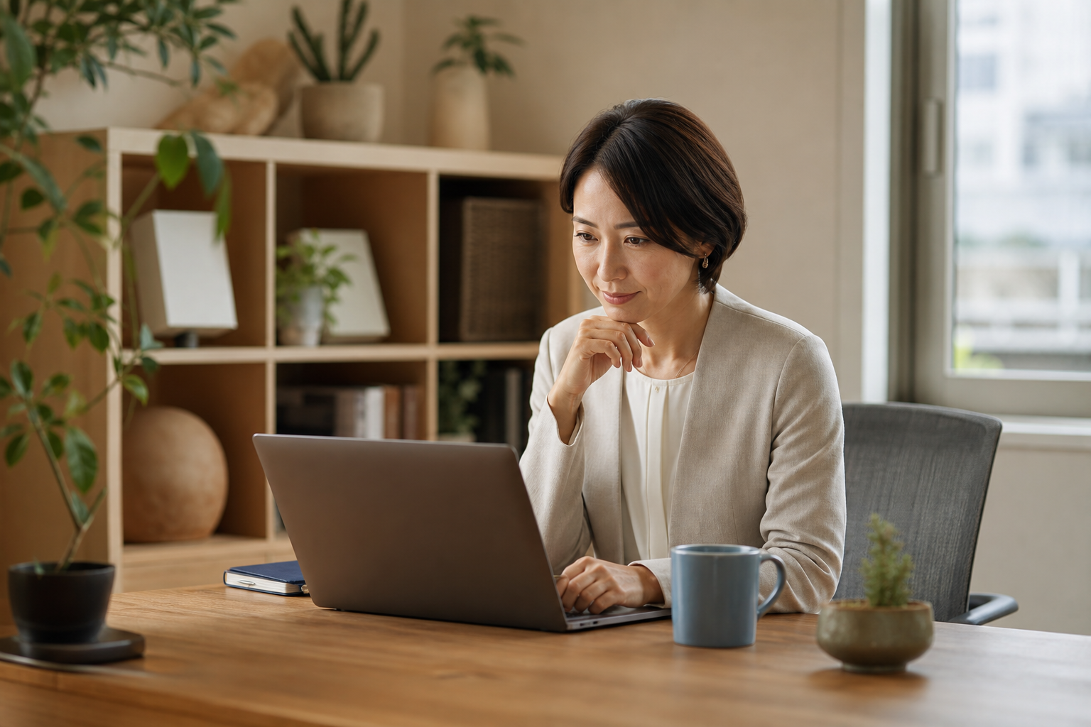 人事担当者が健康データをレビューしている様子