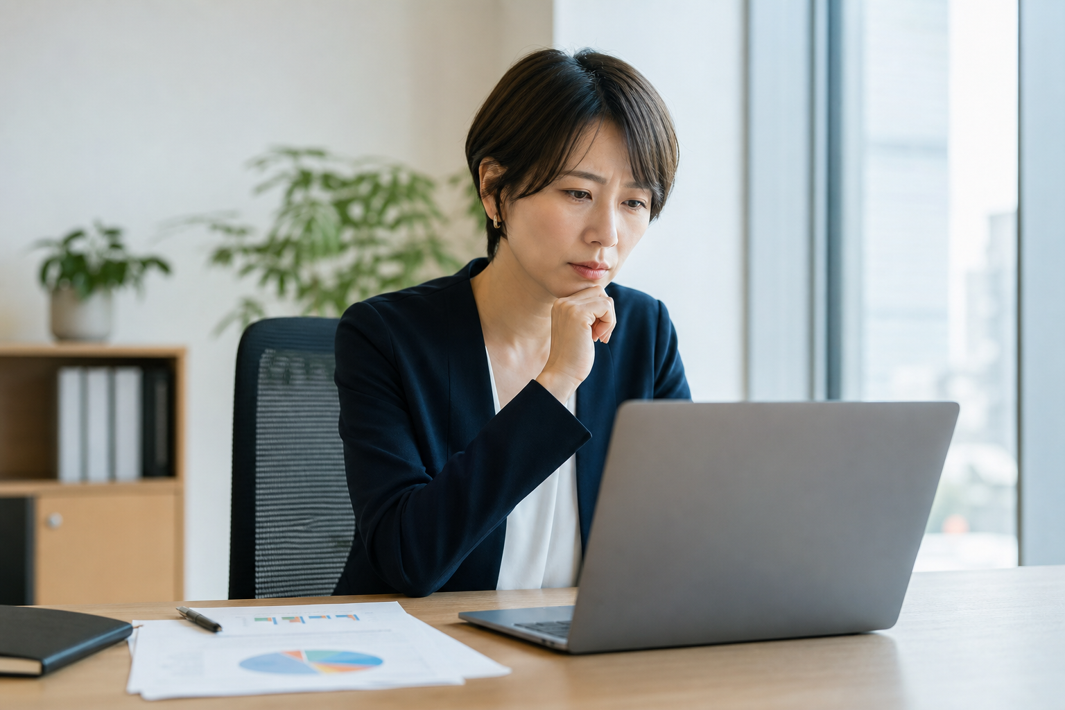 人事担当者がストレスチェック結果を確認している様子