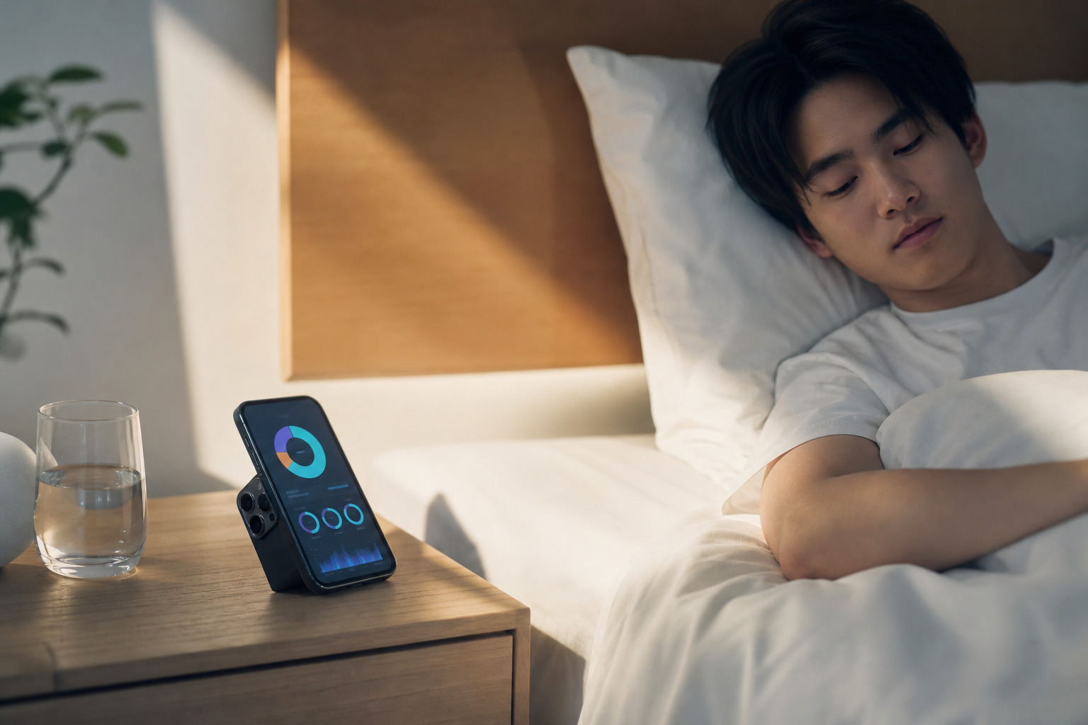 朝にスマートフォンで睡眠スコアとHRVを確認する画面イメージ