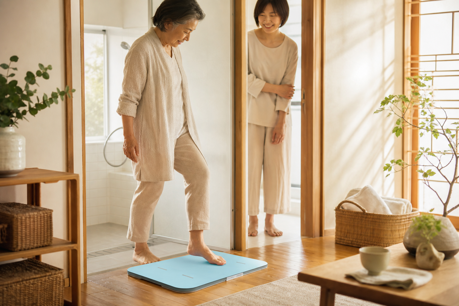 高齢の親の健康を見守るスマートデバイスのイメージ