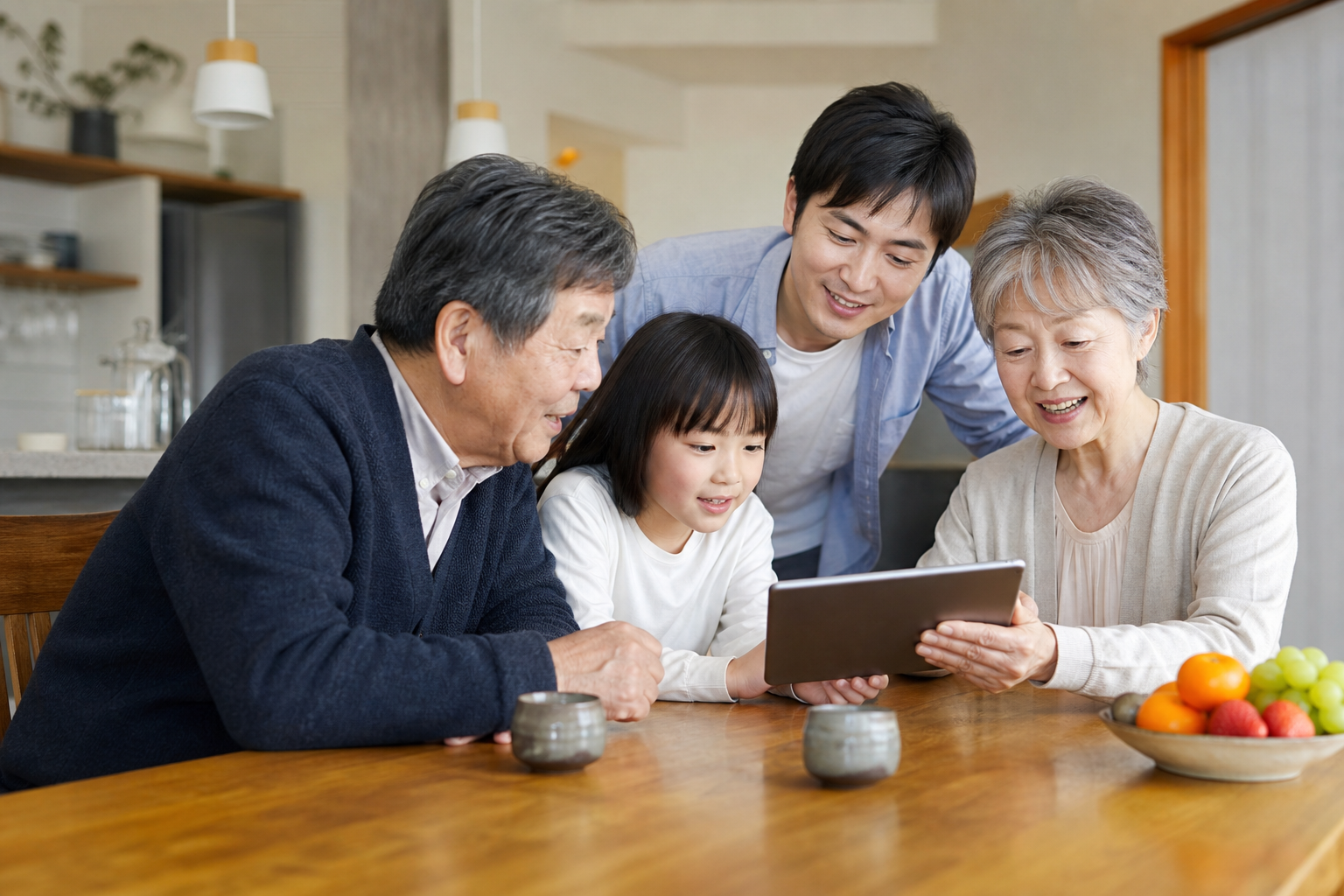 家族でデータを共有して健康を見守るイメージ