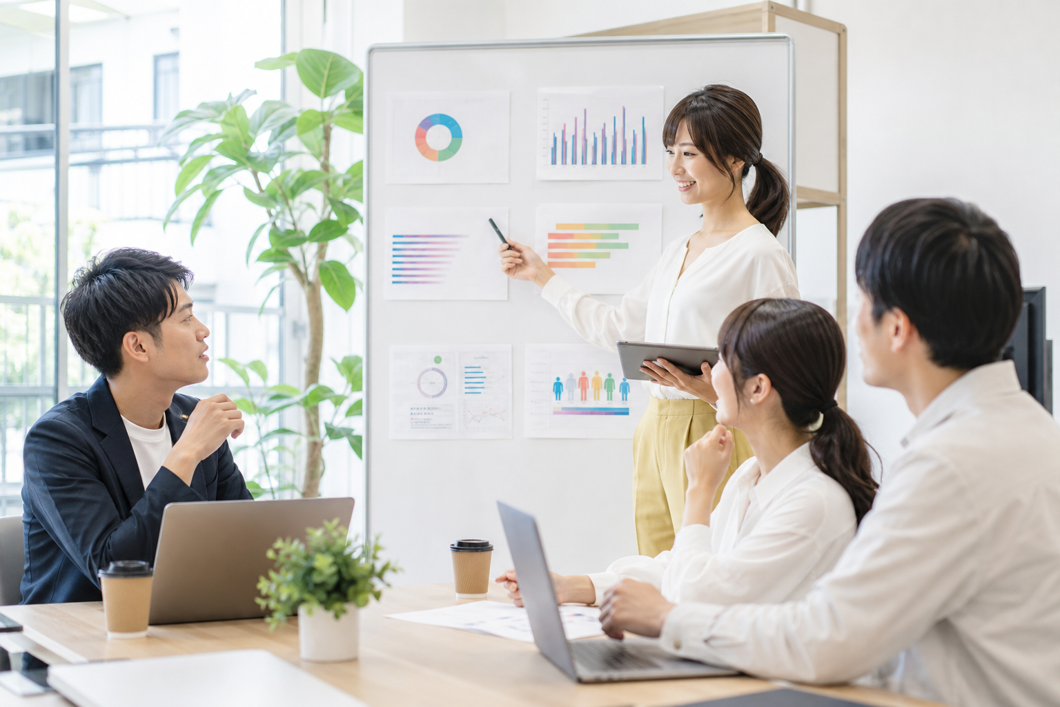 社内で健康経営の取り組みを話し合うチームミーティング