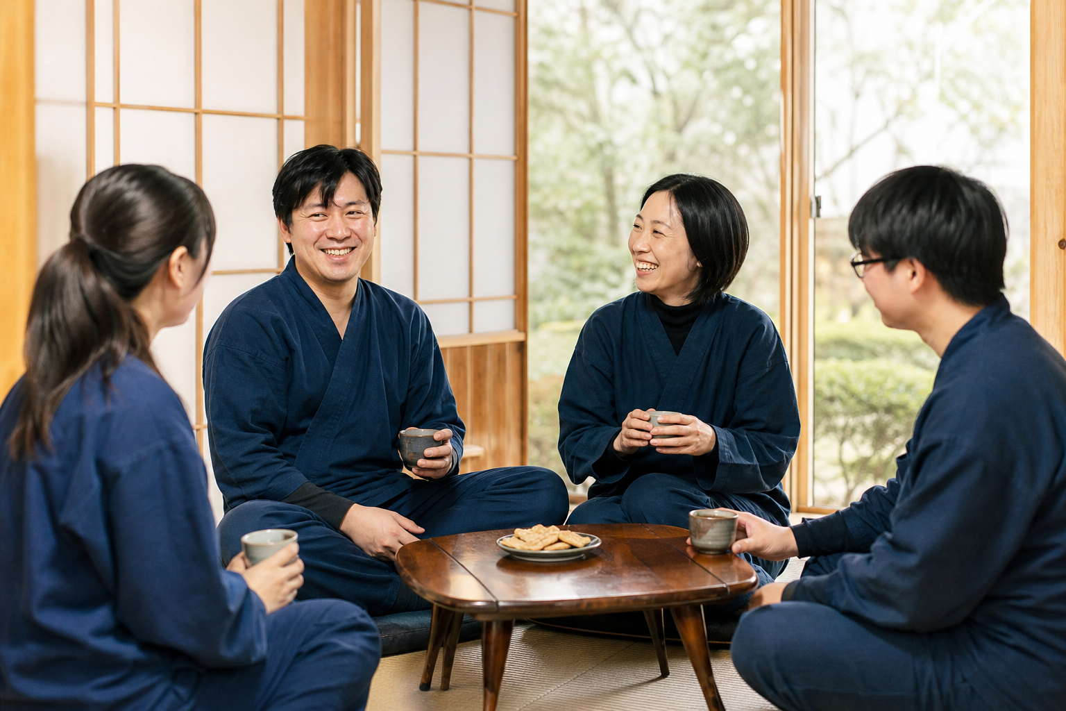 休憩する宗教法人の職員