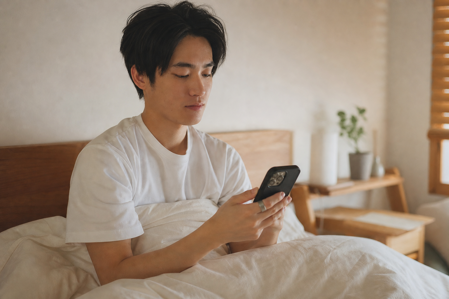 朝に睡眠スコアをチェックする様子