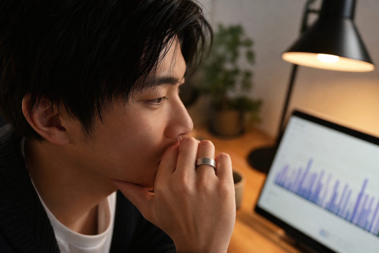 スマートリカバリーリングの装着と睡眠スコア画面