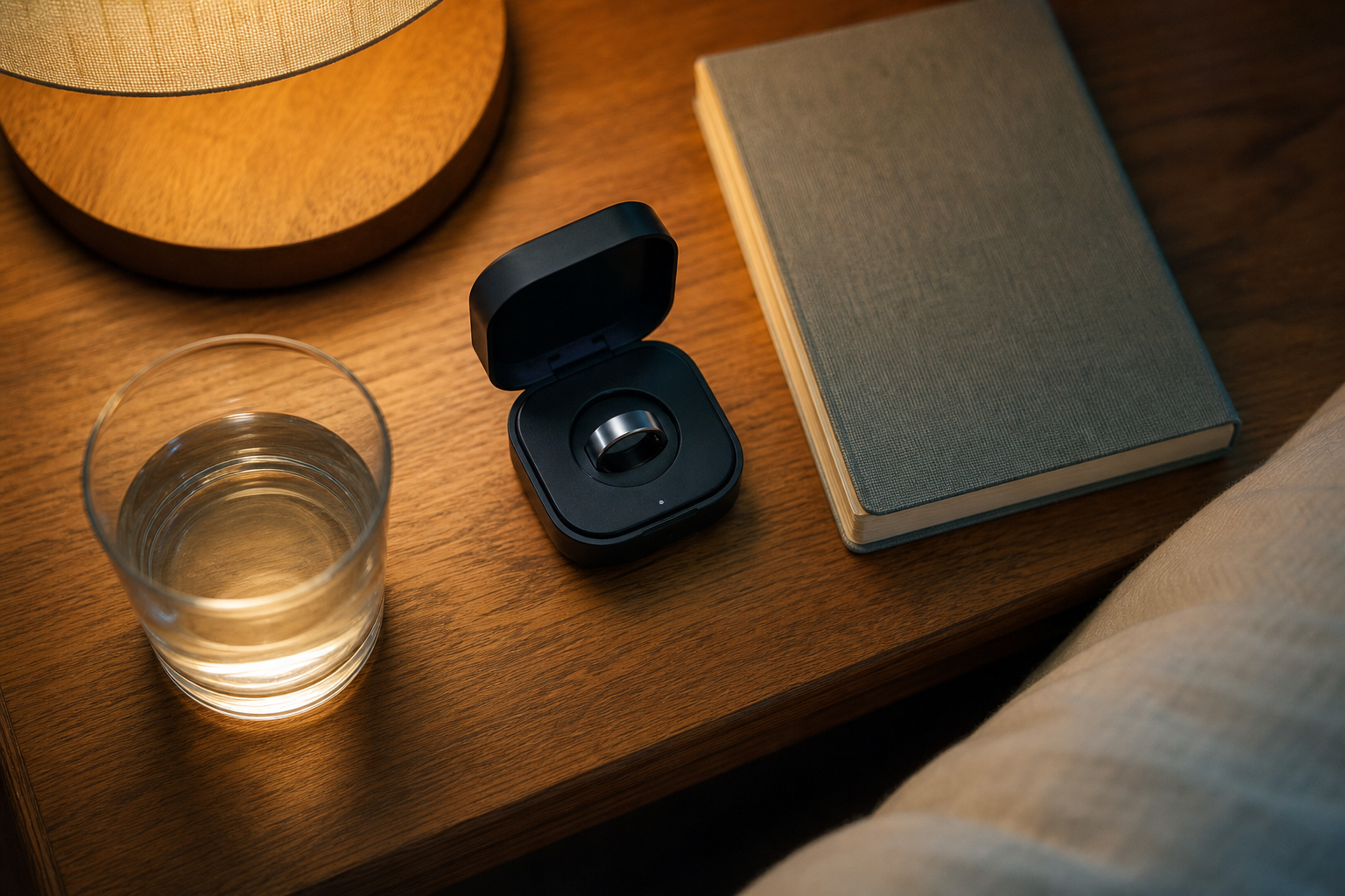 就寝前の習慣とスマートリングの充電ケース