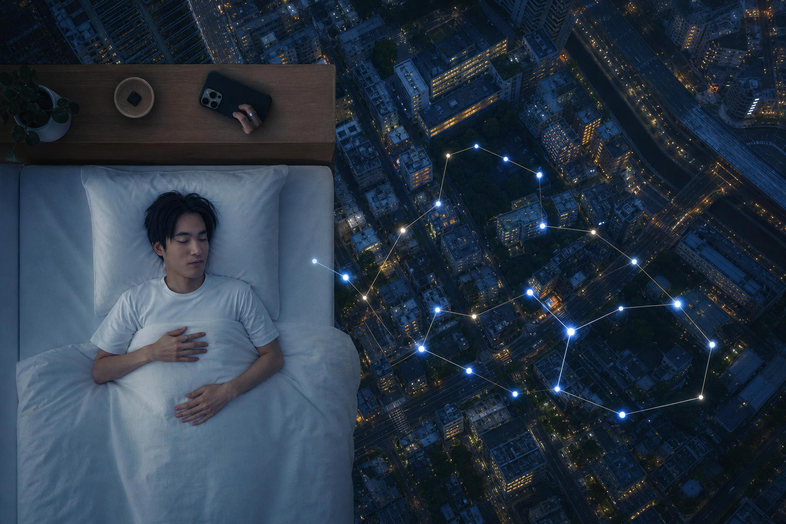 睡眠トラッカー国内市場の夜景イメージ