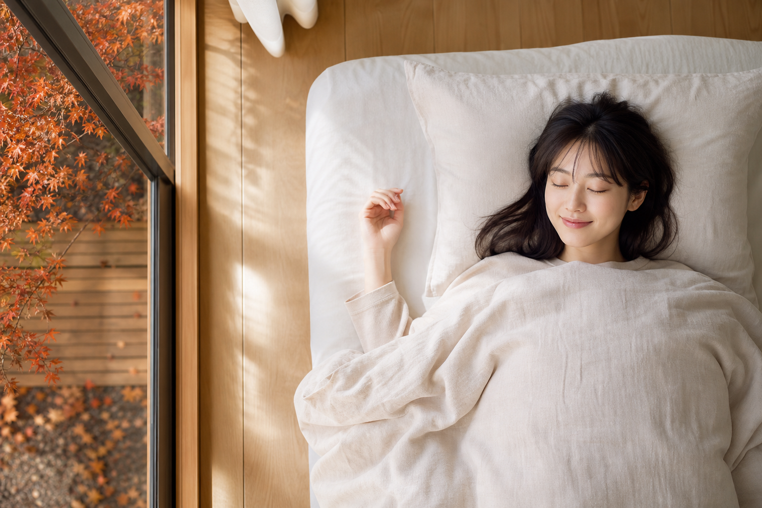 季節の変わり目と睡眠のイメージ