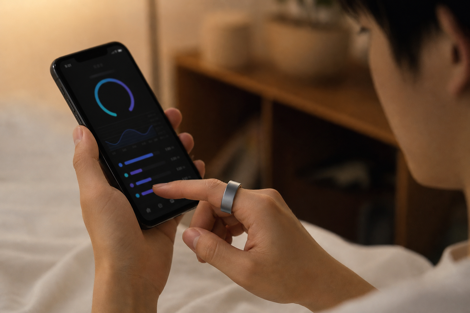 スマートリカバリーリングの睡眠スコア画面