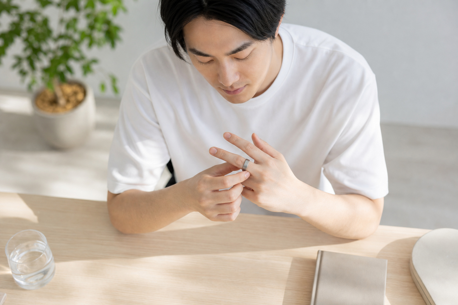 スマートリングをフィッティングする様子