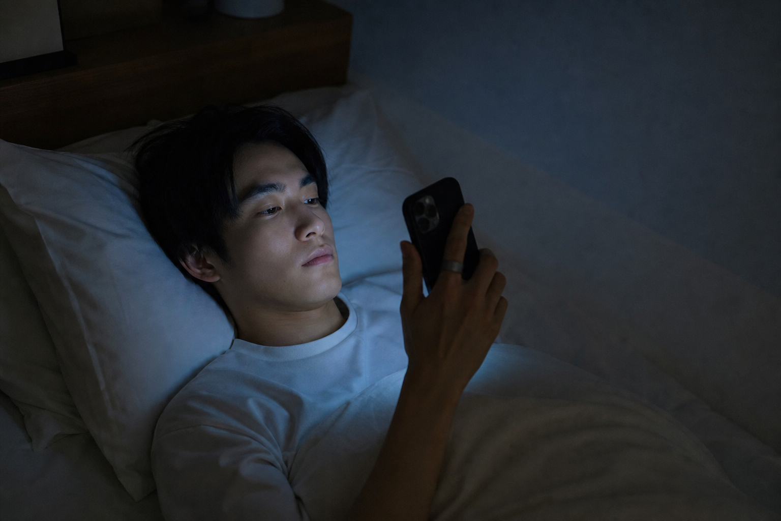 スマートフォンで睡眠データを確認するシーン