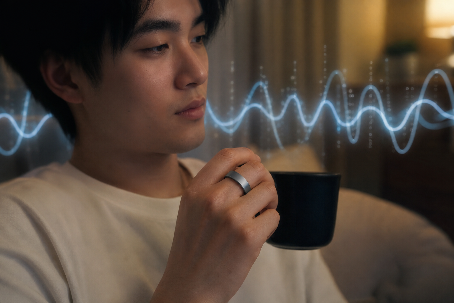 HRV計測の仕組みを示すスマートリングの接写