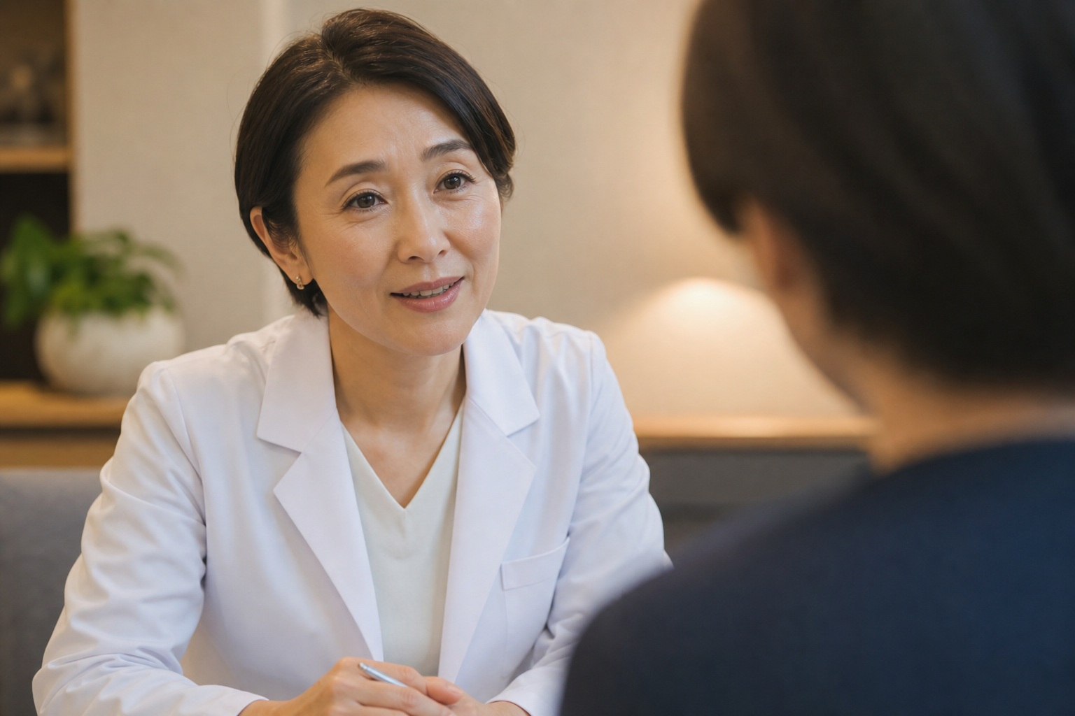 産業医が従業員と面接指導を行っている様子