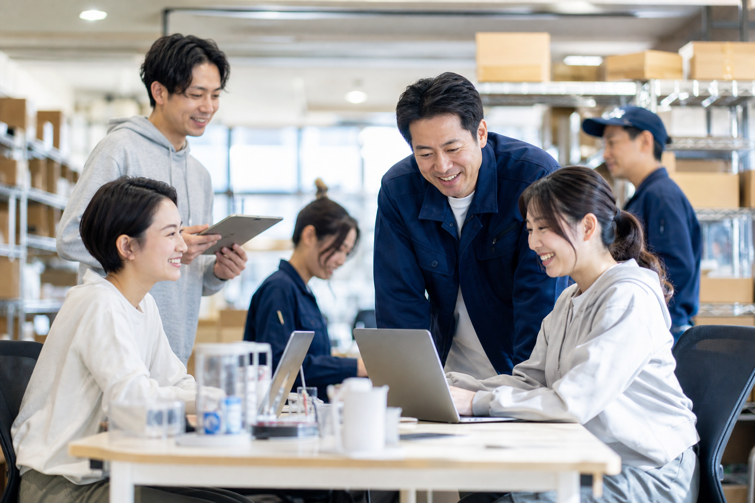 正社員・パートが混在する職場の働く人々