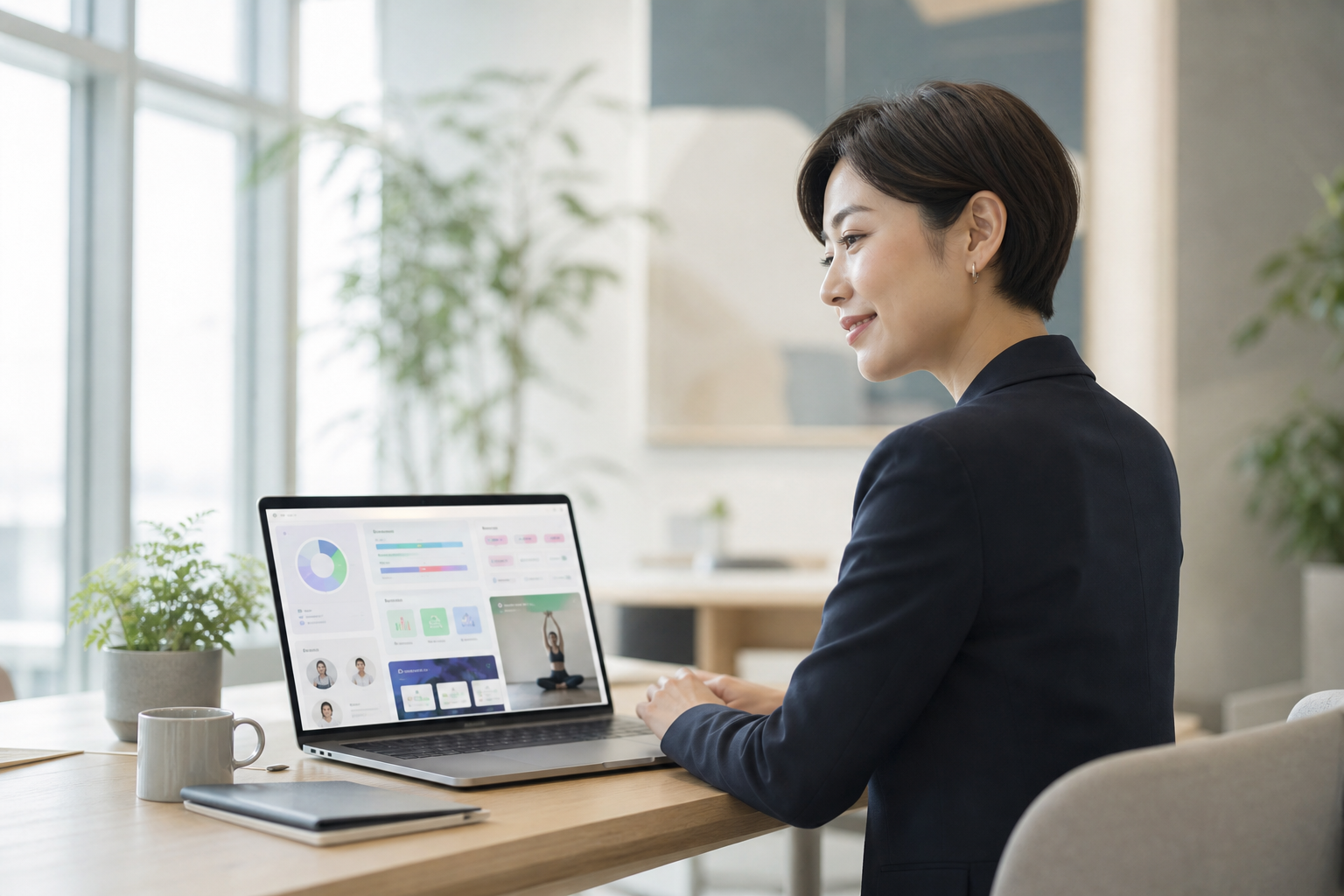 多言語ストレスチェックの管理画面を確認する人事担当者