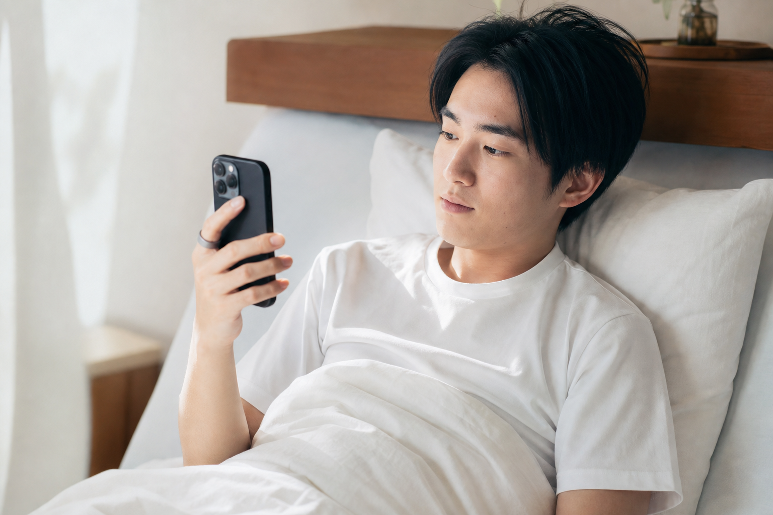 朝に睡眠スコアを確認する生活シーン