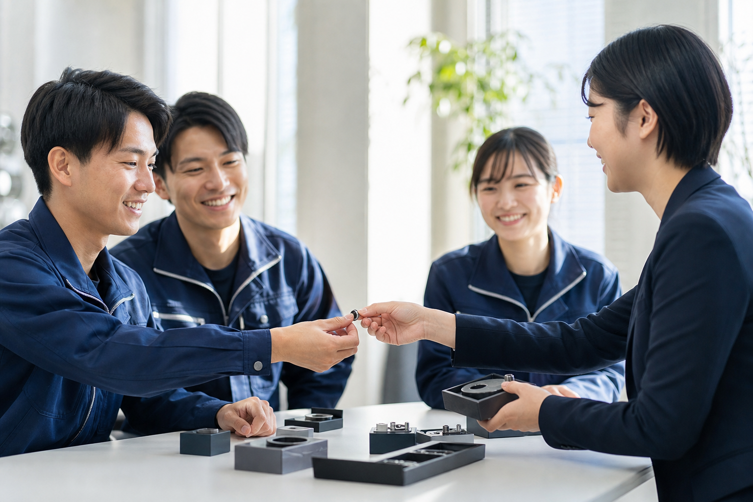 タクシー・物流会社の従業員がスマートリングを受け取っている様子