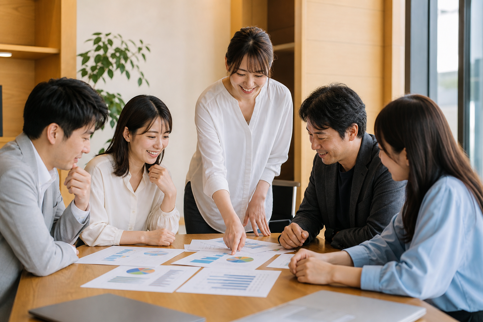 人事チームが健康経営戦略を会議室で議論している様子